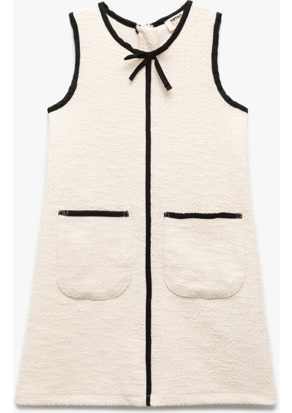 Fiyonk Detaylı Kolsuz Bisiklet Yaka Tüvit Elbise