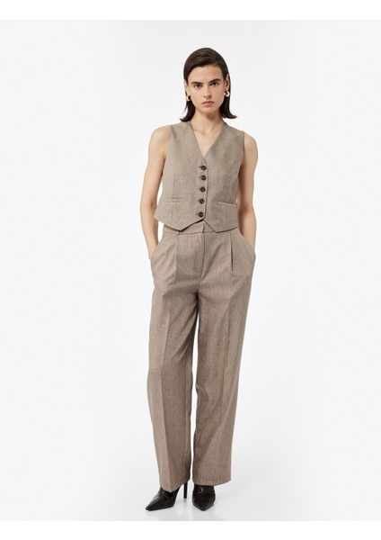 Regular Fit Kolsuz V Yaka Blazer Yelek