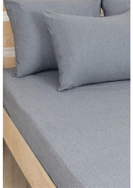 More Home Çift Kişilik Lastikli Çarşaf Seti + 2 Yastık Kılıfı 180 x 200 Andrizit Gri