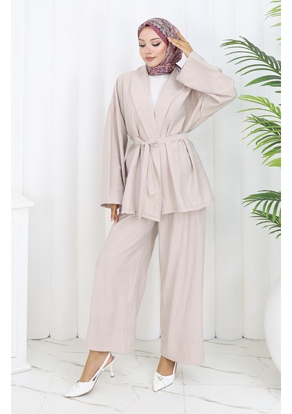 Kimono Pantolon Ikili Takım 11322-08 Vizon fiyatları