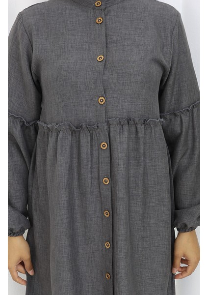 Büzgülü Düğmeli Tunik Pantolon Ikili Takım 0115-02 Antrasit fırsatları