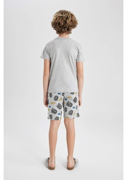 Erkek Çocuk Pijama Takımı Baskılı Kısa Kollu Üst Şort C2779A824SM