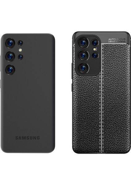 Samsung Galaxy S23 Ultra Uyumlu Kamera Korumalı Deri Görünümlü Silikon Kılıf indirimleri