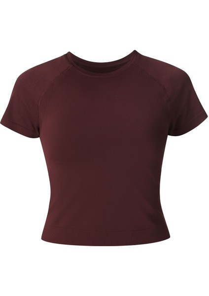 Athlete Crop Seamless Workout Kadın Kırmızı Tişört fiyatları