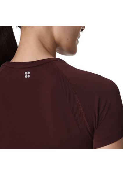 Athlete Crop Seamless Workout Kadın Kırmızı Tişört