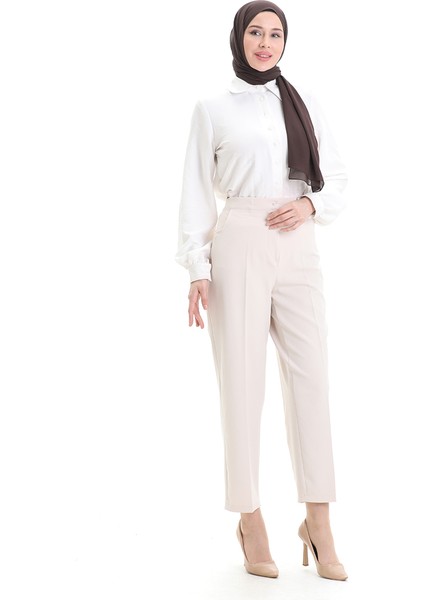 Büyük Beden Cepli Pantolon 4003-05 Bej