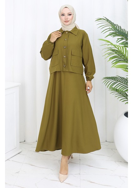 Jile Ceket Ikili Takım 0117-05 Yağ Yeşili