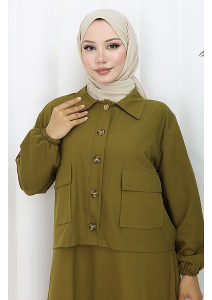 Jile Ceket Ikili Takım 0117-05 Yağ Yeşili modelleri