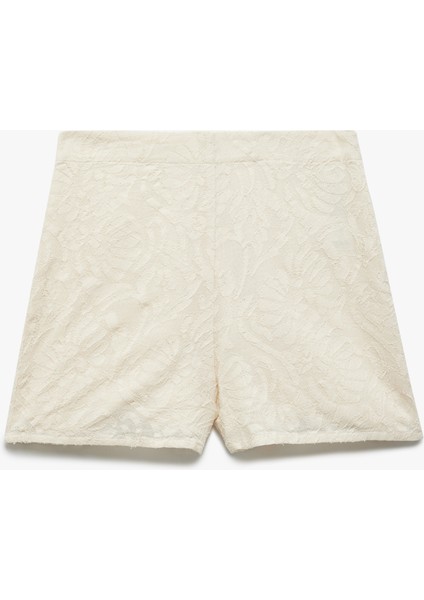 Pamuklu Floral Dokulu Brodeli Mini Şort modelleri