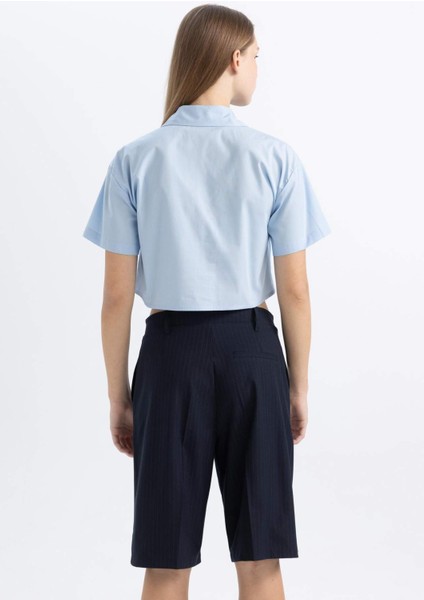 Coool Oversize Geniş Kalıp Cep Detaylı Crop Kısa Kollu Gömlek C0739AX24SP