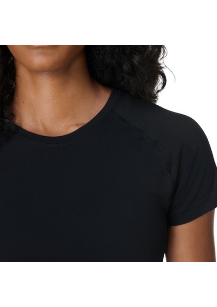 Athlete Crop Seamless Workout Kadın Siyah Tişört fırsatları