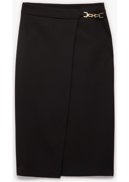 Metal Aksesuar Detaylı Midi Kruvaze Kalem Etek modelleri