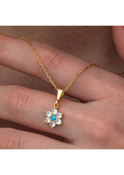 Gümüş Mavi Taşlı Gold Çiçek Kadın Set SL11532 fırsatları