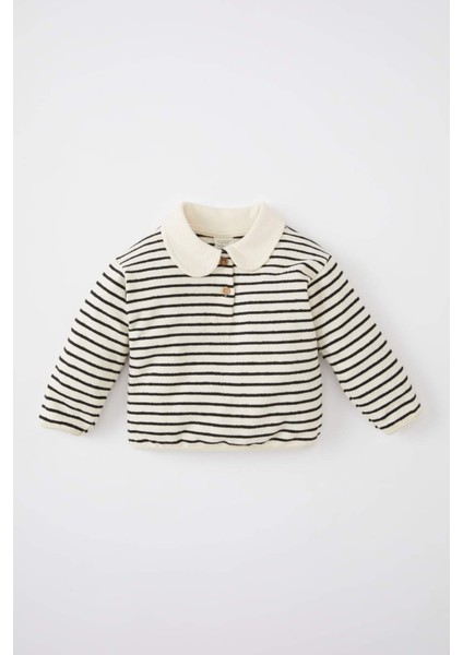 Kız Bebek Polo Yaka Çizgili Sweatshirt A9897A524Sp