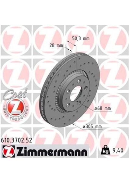 610.3702.52 Ön Fren Diski Volvo S60 00-10 S80 98-06 V70 97-07 XC70 00-07 305X25X5DLBÜYÜK