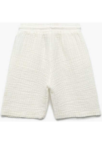 Beli Bağcıklı Cepli Pamuklu Basic Müslin Şort fiyatları