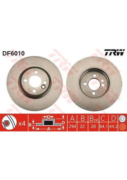 DF6010 Ön Fren Diski Mini Cooper-Öne-Cooper S-Öne D-Works-Cabriolet Cooper 34116774986