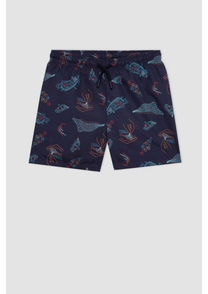 Erkek Çocuk 2'li Takım Baskılı Kısa Kollu Tişört Deniz Şortu C1295A824HS