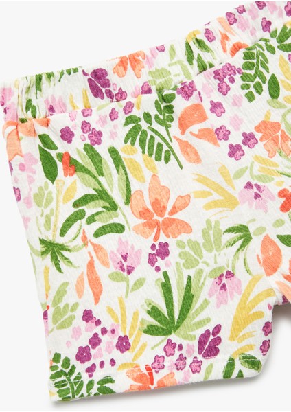 Pamuklu Beli Lastikli Çiçekli Şort modelleri