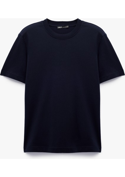 Pamuklu Kısa Kollu Bisiklet Yaka Basic Tişört