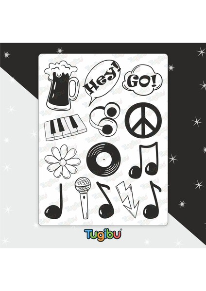 Rock Müzik Sticker Seti, Müzik Temalı Sticker Seti, 28 Adet Rock Metal Etiket modelleri