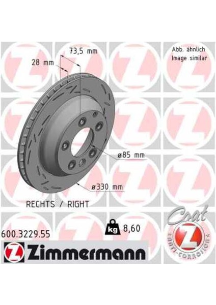 Zımmermann 600.3229.55 Arka Fren Aynası Havalı Touareg 2.5 R5 Tdı 3.2 V6 03- 4.2 V8 5.0 V10 Tdı 02- 3.0 V6 Tdı 04- 6.0 W12 986479095-DF4487S