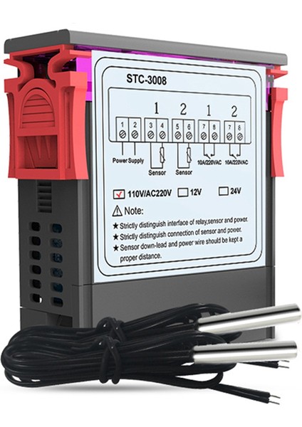 Dijital Termostat Sıcaklık Kontrol Cihazı STC-3008 Termometre Sensörü Higrometre 12V 24V 220V (Yurt Dışından)