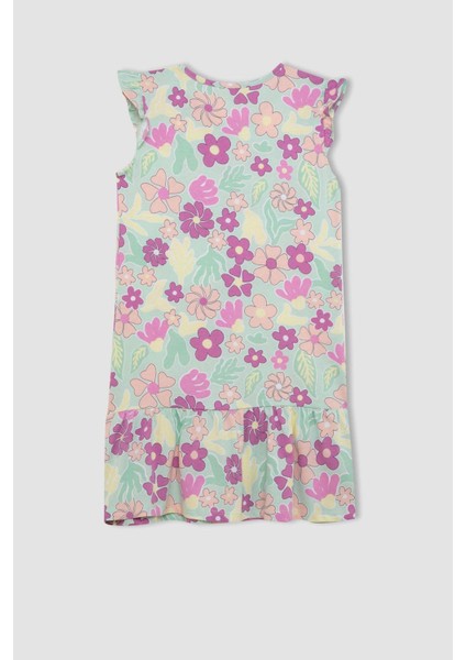 Kız Çocuk Yarım Kollu Çiçekli Elbise C2962A824SM