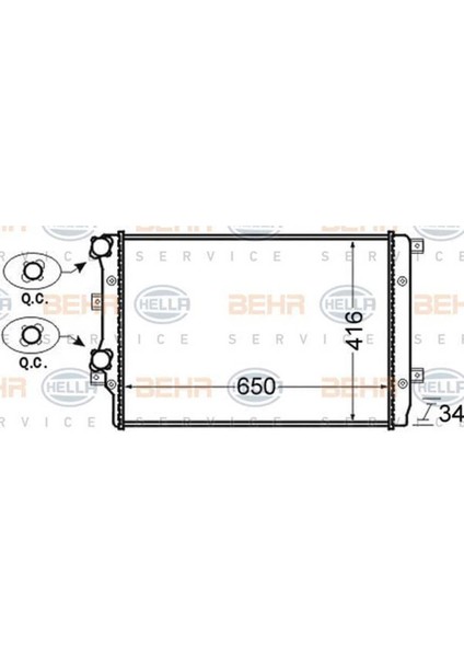 Mahle 8MK376726704 Behr 8MK376726-704 Radyatör Caddy Iıı 1.9tdı 04-10 Golf V 1.4tsı 1.9tdı 04-08 Ac Klimasız 650X416X34