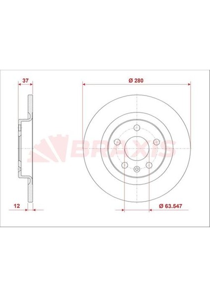 Braxıs AE0984 Arka Fren Dıskı Volvo XC40 17 > 280MM