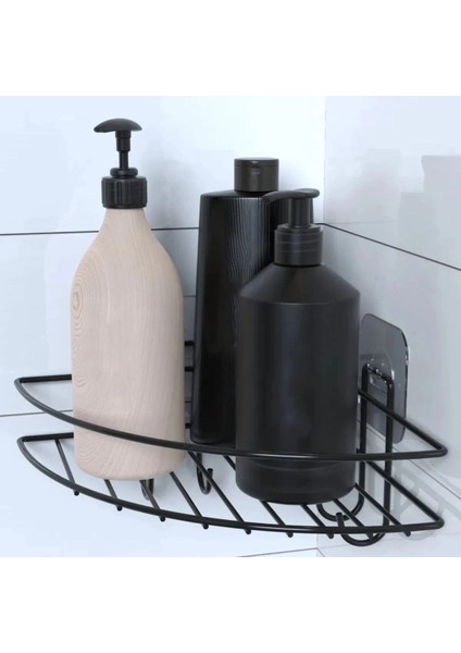 Bfs Yapışkanlı Banyo Köşeliği Kancalı Köşe Rafı Duş Şampuanlık Duvar Düzenleyici Organizer Raf