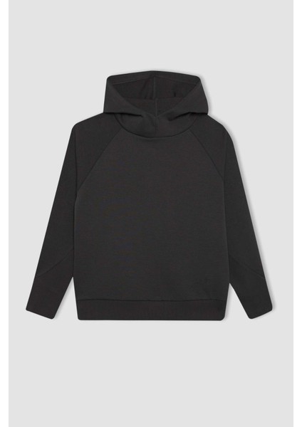 Fit Standart Fit Kapüşonlu Skuba Dalgıç Kumaş Basic Düz Sweatshirt C2290AX24SP