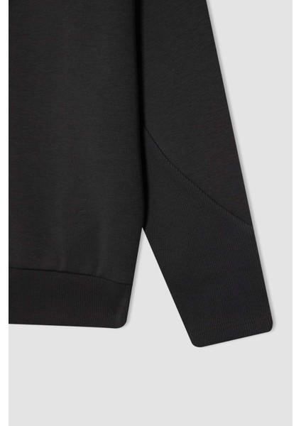 Fit Standart Fit Kapüşonlu Skuba Dalgıç Kumaş Basic Düz Sweatshirt C2290AX24SP