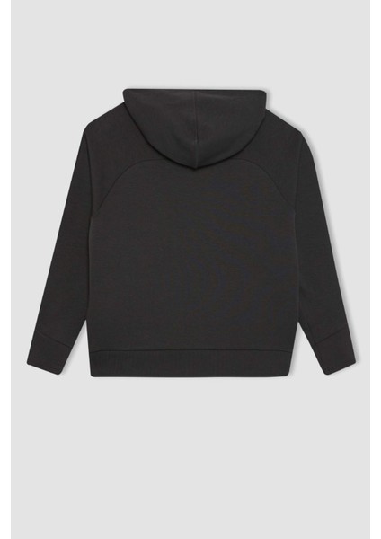 Fit Standart Fit Kapüşonlu Skuba Dalgıç Kumaş Basic Düz Sweatshirt C2290AX24SP