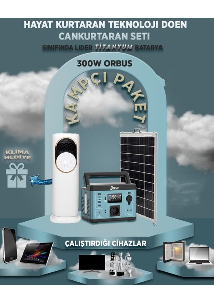 Taşınabilir Güneş Enerjisi Kamp Seti 110W Panel + 300W Güç Kaynağı | Karavan & Kamp Solar Sistemi