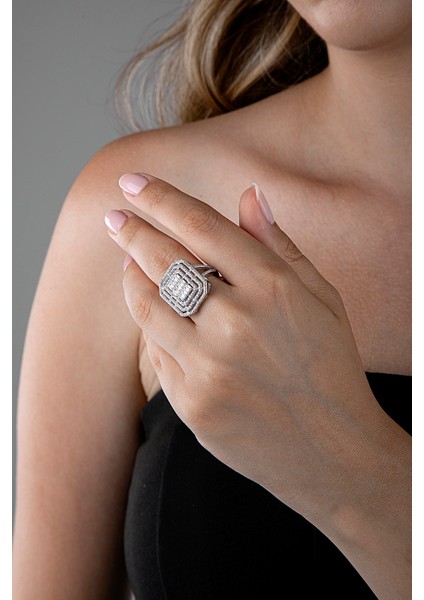 925 Ayar Gümüş Baget Kesim Taş Döşemeli Yüzük modelleri