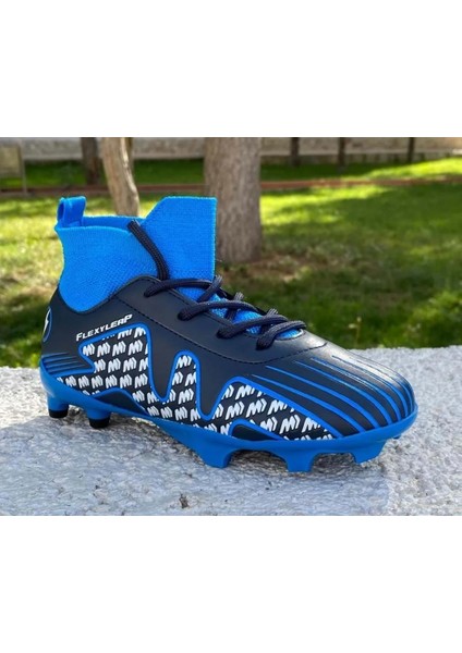 Pele-flt Çocuk Çoraplı Dişli Krampon Futbol Ayakkabısı