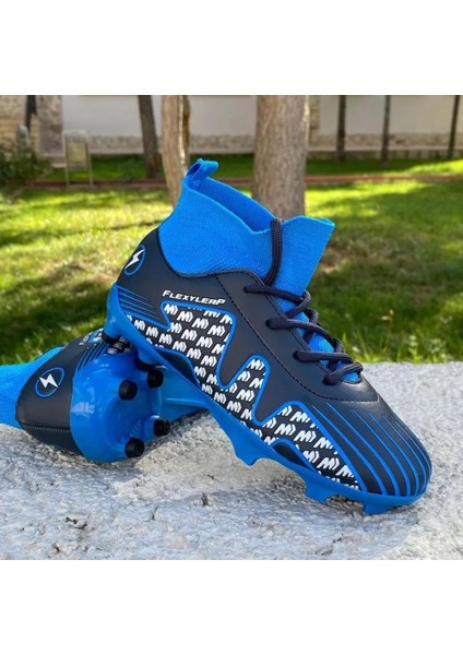 Pele-flt Çocuk Çoraplı Dişli Krampon Futbol Ayakkabısı