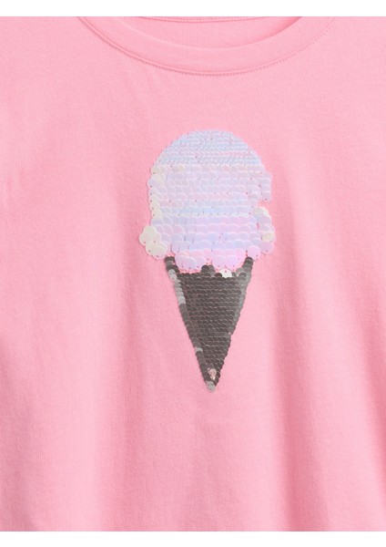 Kız Çocuk Açık Pembe Kids Flippy-Sequin Grafik T-Shirt fiyatları