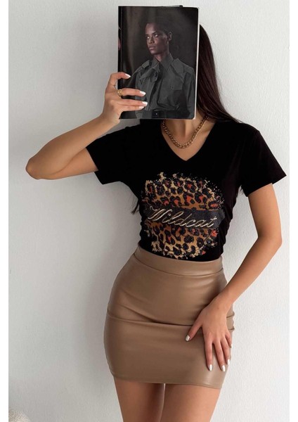 Wild Cat Pul Işleme Tasarım Tişört