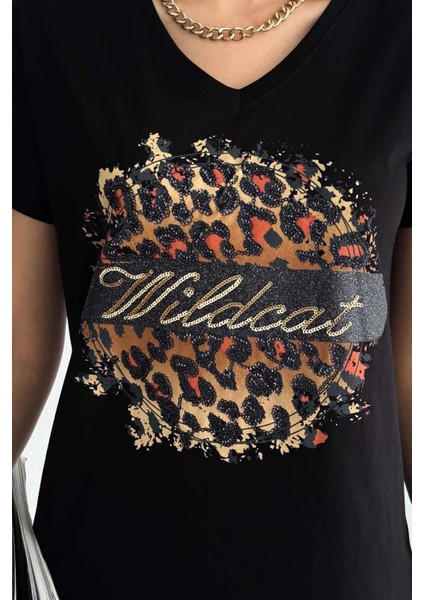 Wild Cat Pul Işleme Tasarım Tişört
