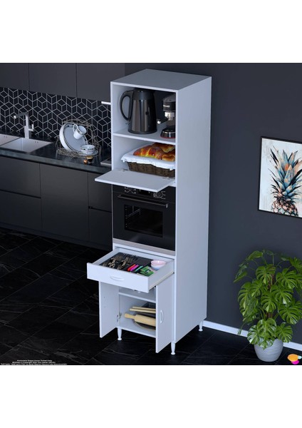 Jolly Ankastre Dolap (60X239.7X56 Cm): 1 Çekmece, 3 Kapak, 4 Göz Raflı Mutfak, Kiler Dolabı