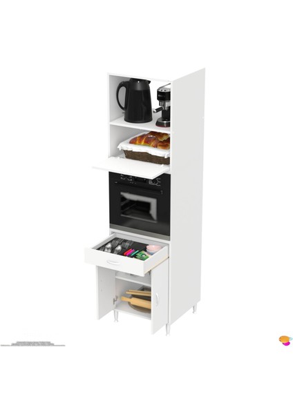 Jolly Ankastre Dolap (60X239.7X56 Cm): 1 Çekmece, 3 Kapak, 4 Göz Raflı Mutfak, Kiler Dolabı
