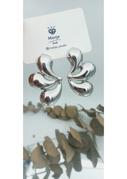 Gümüş Renk Çiçek Küpe