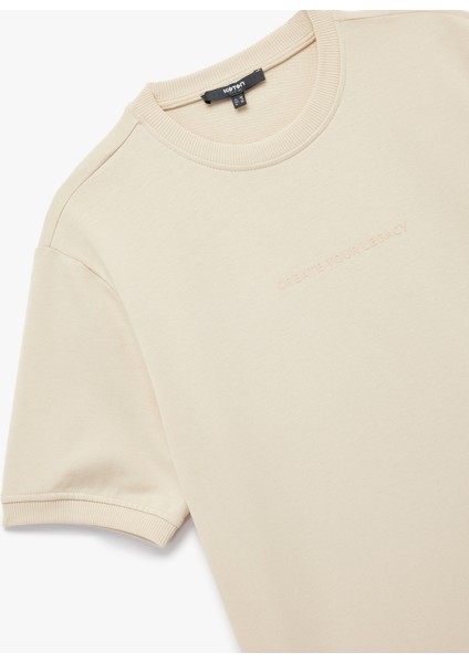 Regular Fit Kısa Kollu Bisiklet Yaka Pamuklu Baskılı Tişört modelleri