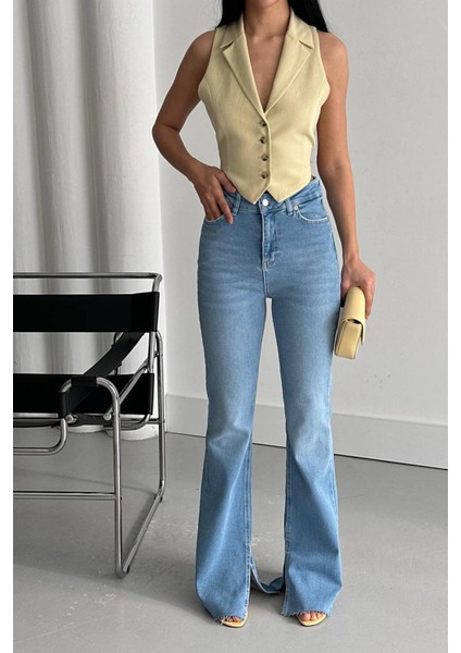 Wave Line Paça Yırtmaçlı Ispanyol Jean modelleri