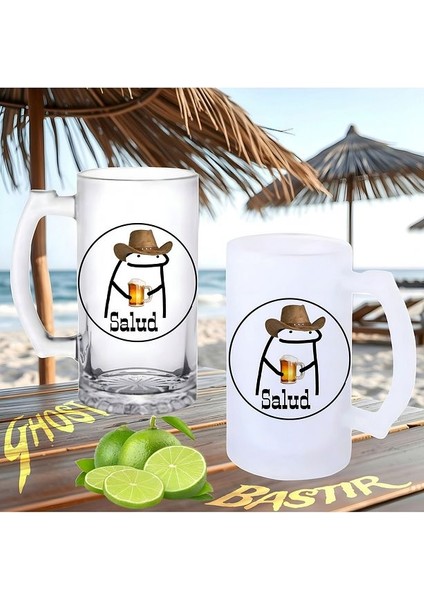 Kovboy Çizgi Adam Buzlu Ya Da Buzsuz Bira Bardağı