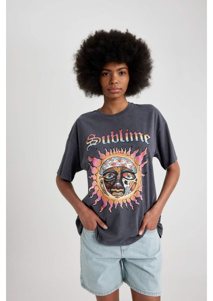Unisex Ramones Oversize Geniş Kalıp Bisiklet Yaka Kısa Kollu Yıkamalı Soluk Efektli Tişört C3773AX24SM