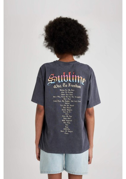 Unisex Ramones Oversize Geniş Kalıp Bisiklet Yaka Kısa Kollu Yıkamalı Soluk Efektli Tişört C3773AX24SM