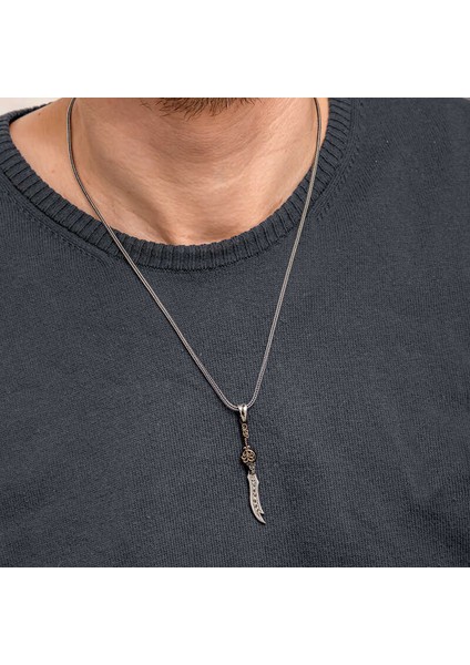 Gümüş Desenli Zülfikar Erkek Kolye SL10794 fırsatları